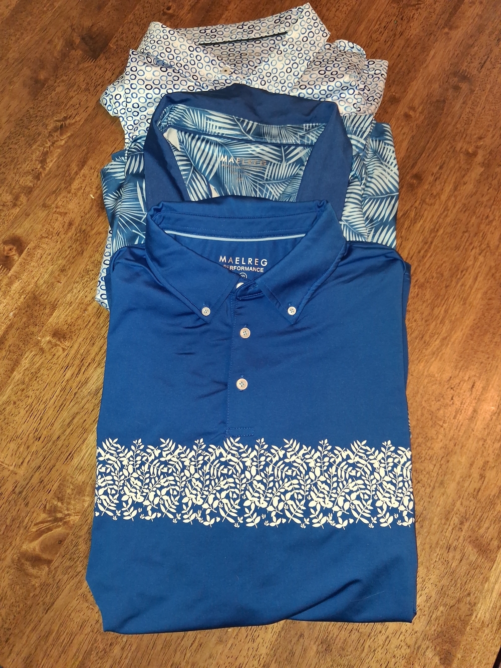 Maelreg Performance NWOT Blue Tropical Golf SS Polo 3 Peice 3X